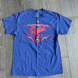 Majestic Chicago Cubs 'History' Graphic Short Sleeve Tee in Blue Size Large
